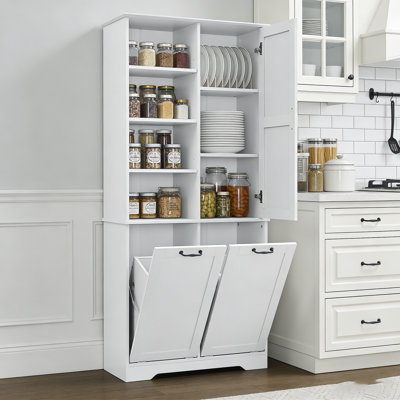 Kitchen Pantry Cabinet With Tilt-Out Cabinet ,  Adjustable Shelf,Freestanding Style