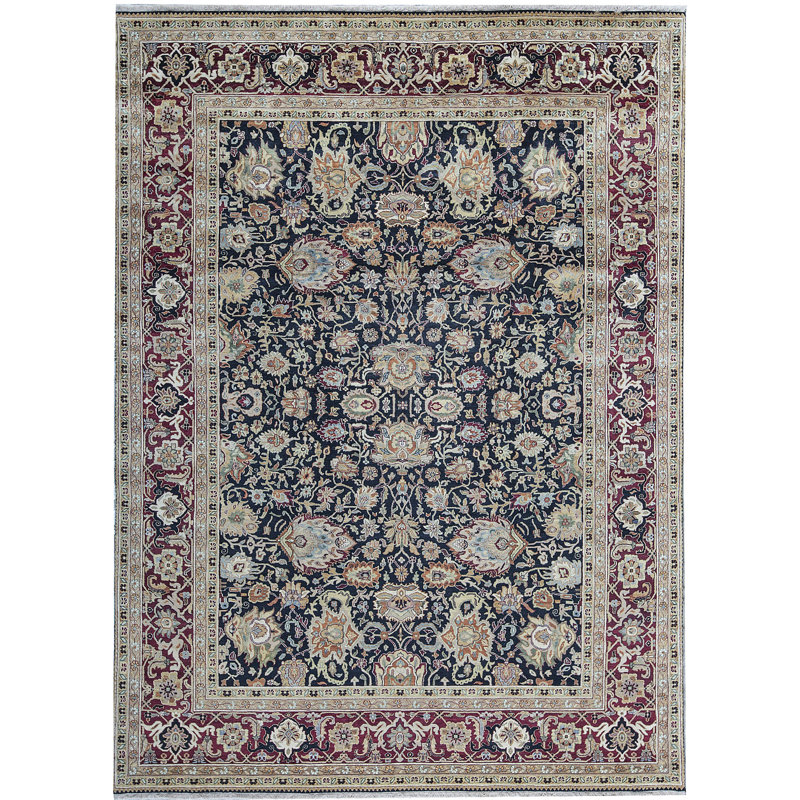Tapis noir et rouge de haute qualité noué à la main