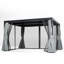Pergola à auvent noir avec rideaux d'intimité et moustiquaire FLISE 10 pi x 12 pi-133410853-133410854