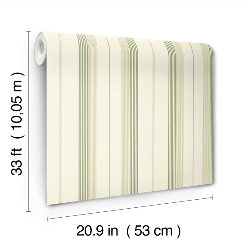 Papier peint à rayures vert Herrgârd, Vert clair