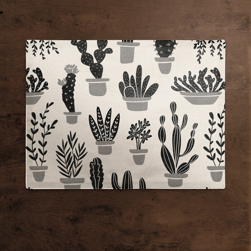 Napperon Houseplants On Linen, Noir