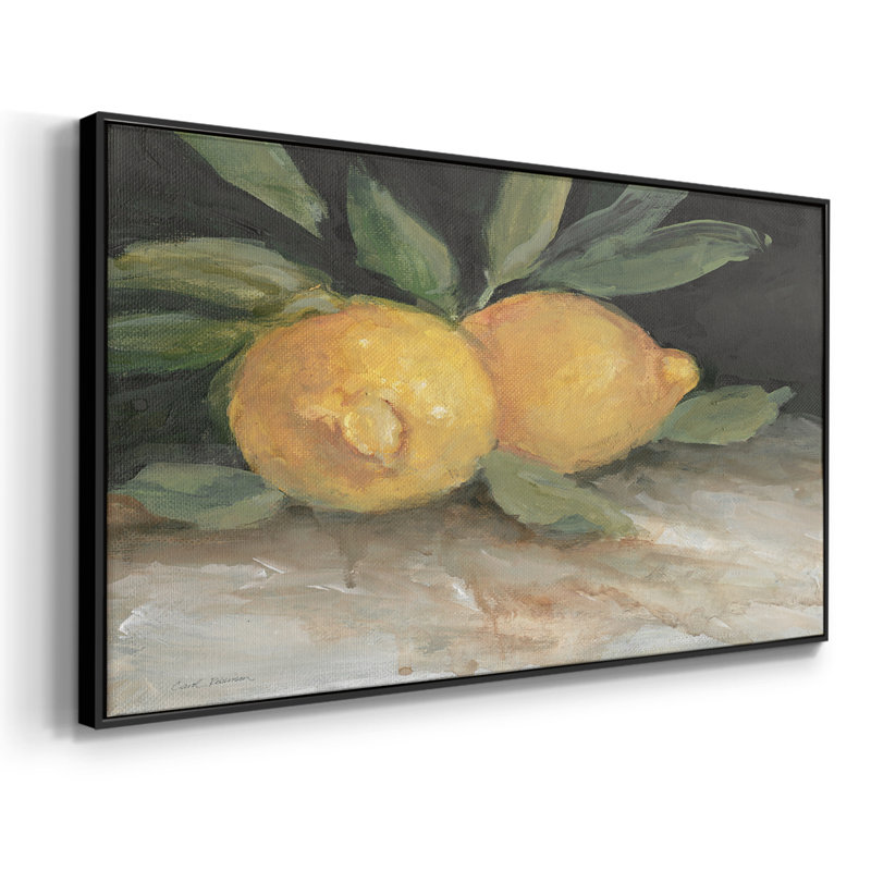 Zesty Lemons I - Toile tendue avec châssis tendue, prête à être accrochée, Noir, H 21 po x l 41 po