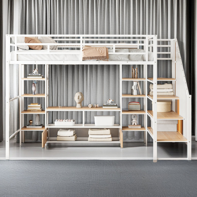 Lit mezzanine double en métal, Blanc