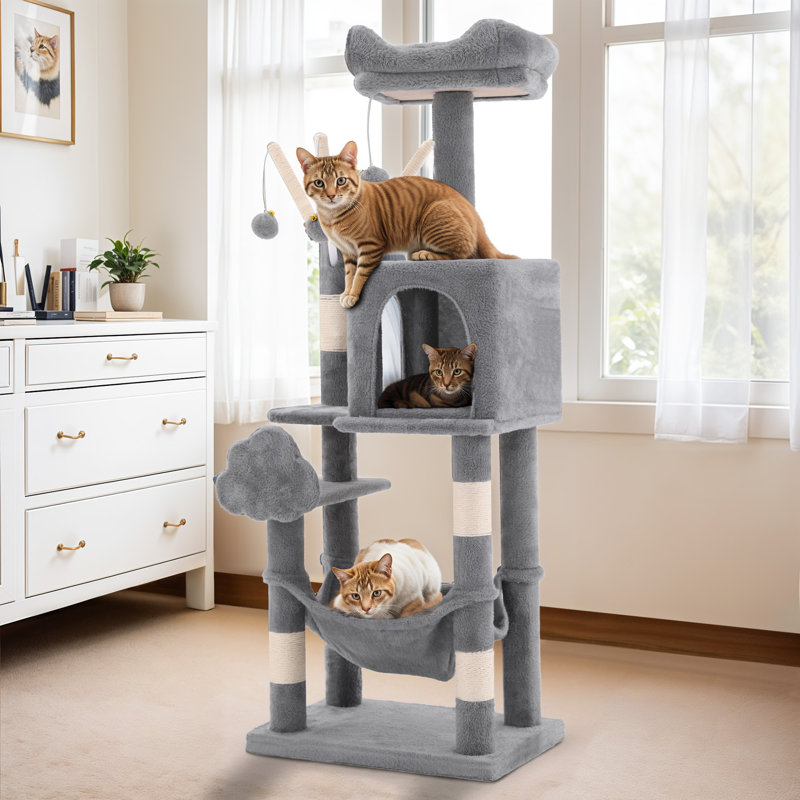 Arbre à chat H 44 po Fiton, Gris clair