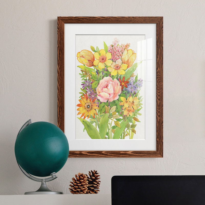 Floral Mix II - peinture encadrée, Érable encadré, H 38 po x l 28 po x P 1 po