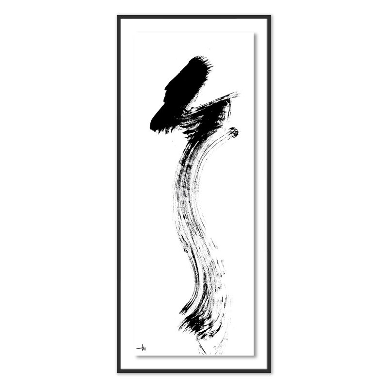 Ascertive Painting by Johan Gert Manschot, 72" H x 31" W x 2.5" D, Black