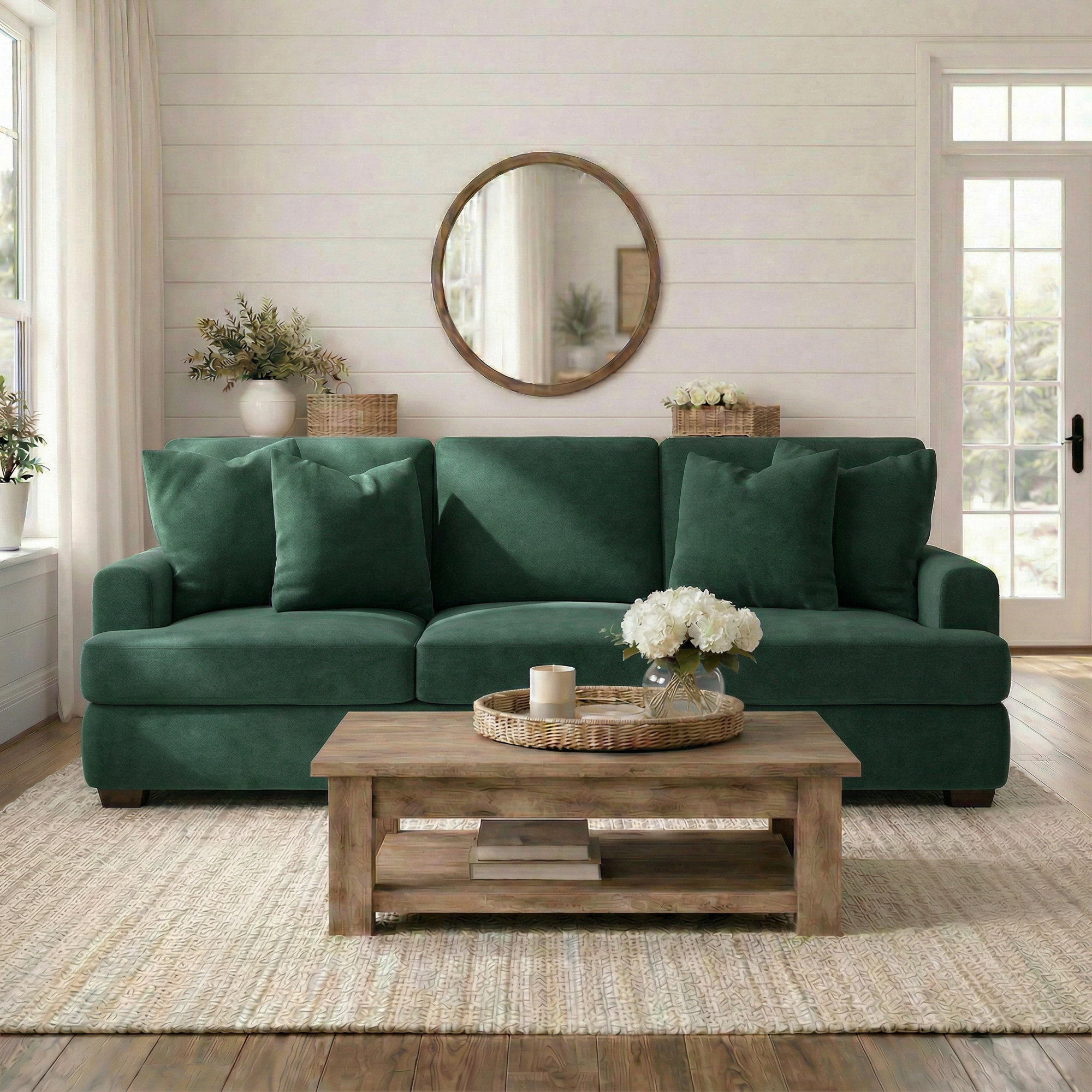 Emilio 90'' Upholstered Sofa, Bella Hunter Performance Velvet