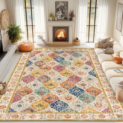 Tapis décoratif coloré antidérapant et lavable Colorful Bohemia