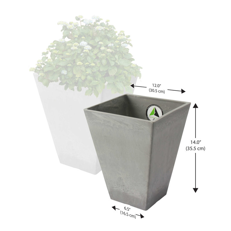 Cara Composite Square Pot Planter Set, Concrete