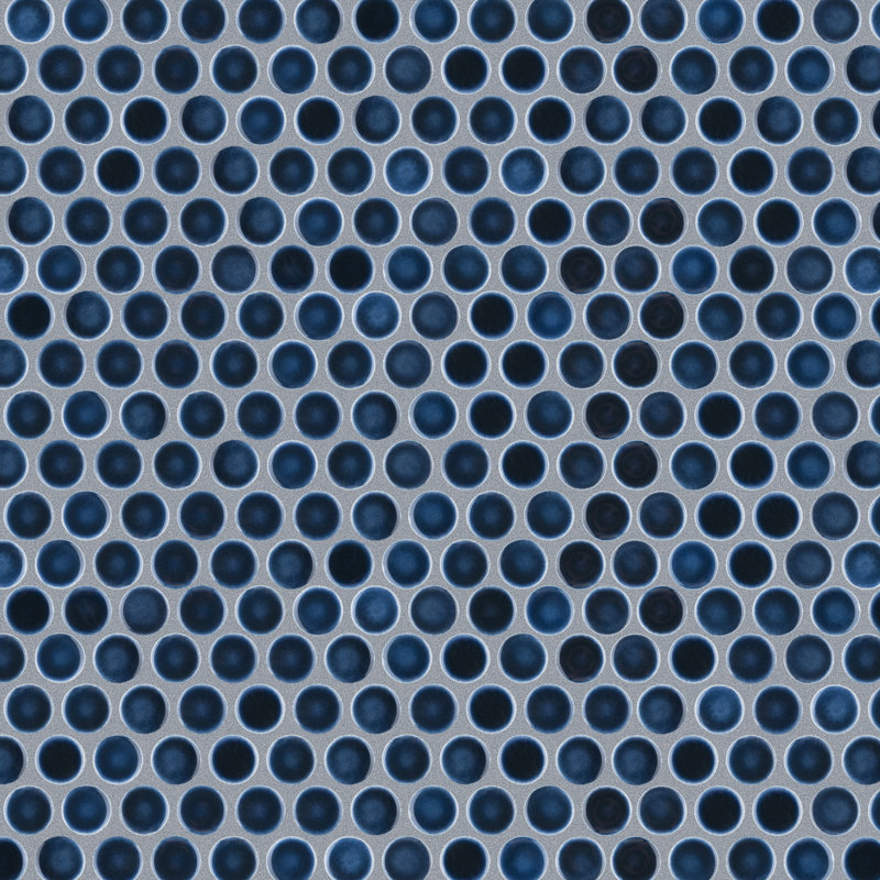 Hudson 0.8" x 0.8" Porcelain Penny Round Mosaic Wall & Floor Tile, Blue