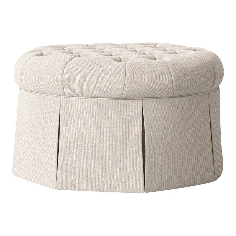 Alma 35" Tufted Round Cocktail Ottoman, Perigold Tres Chic Bone