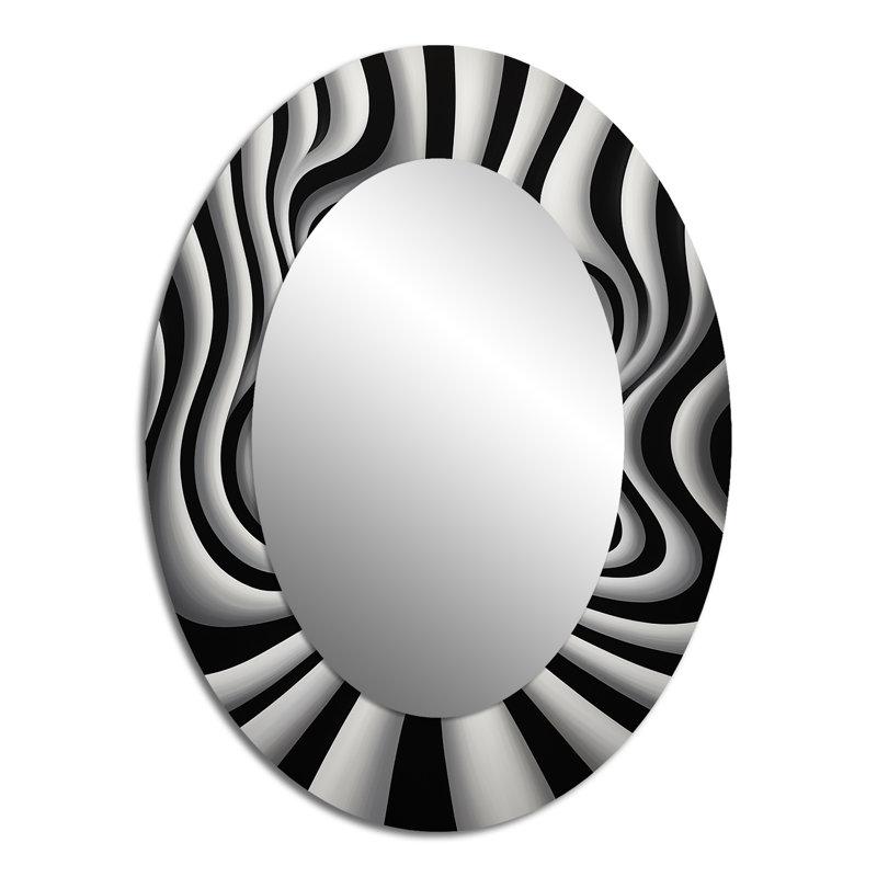 Miroir décoratif abstrait noir et blanc optique I, 40 po x 30 po