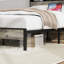 Cadre de lit pour lit simple avec rangement pour la tête et une station de charge à point central, matériau en bois gris, métal et mélange, facile à assembler dans la tête de lit de la chambre à coucher-588153219