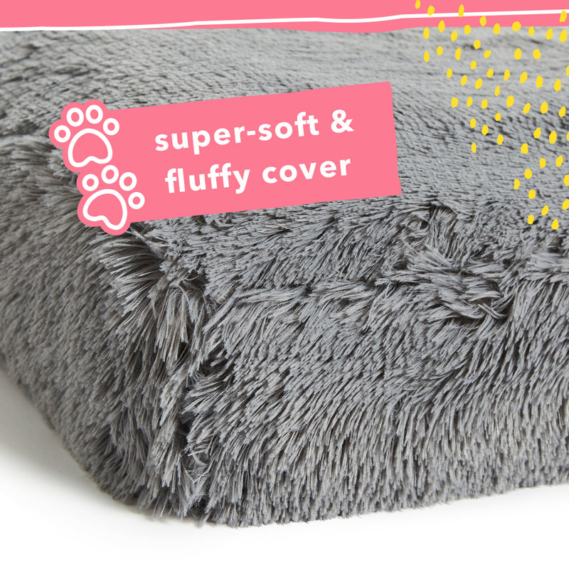 Snug Furry Friends Super Fluffy Grey Pet Bed, 11cm H x 120cm W x 80cm D