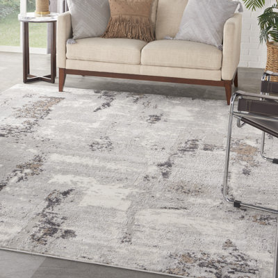 Tapis gris éclectique moderne Rheba