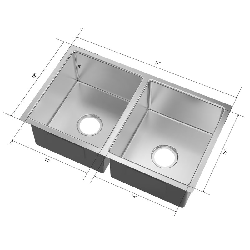 Évier de cuisine encastrable à double cuve en acier inoxydable