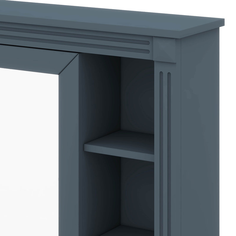 Armoire de rangement murale avec miroir, 6 tablettes ouvertes, Bleu
