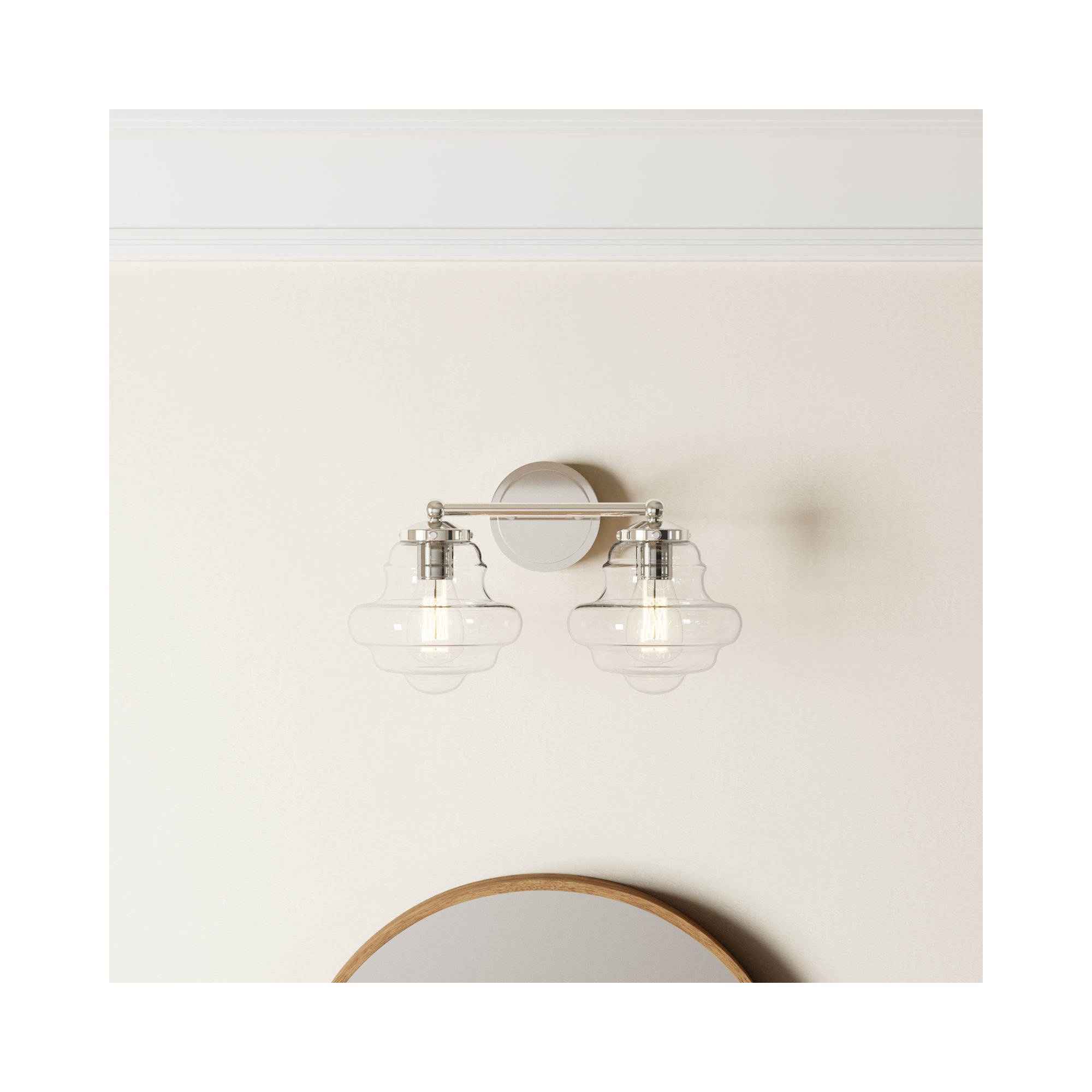 Marah 2 Light Transparent Dimmable Vanity Light, Polished Nickel