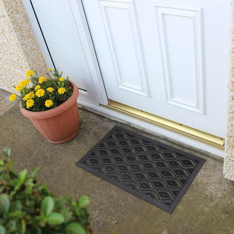 Elipses Rubber Door Mat Non-Slip Argyle Doormat
