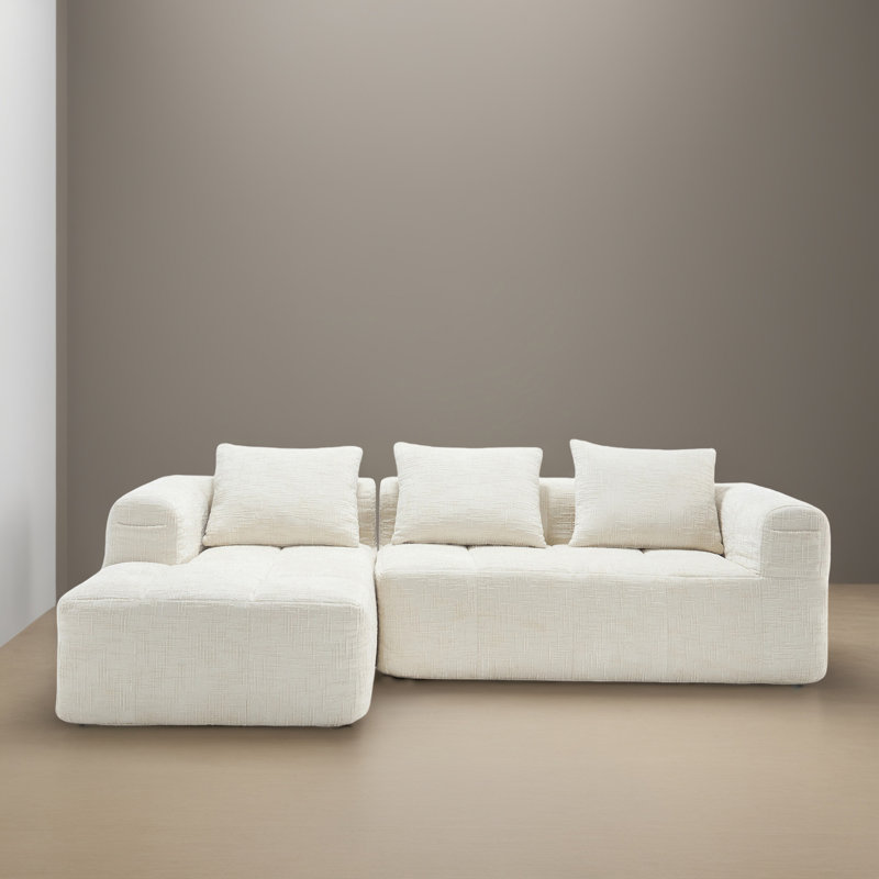 Canapé-lit modulaire 2 pièces pour salon, Chenille beige