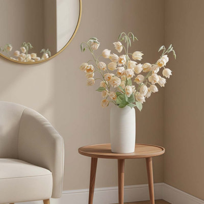 3 pièces de fleurs de campanule artificielles, 32 po de long en soie artificielle en soie avec bouquet de feuilles et de feuilles vertes, véritable touche de fleurs de campanule