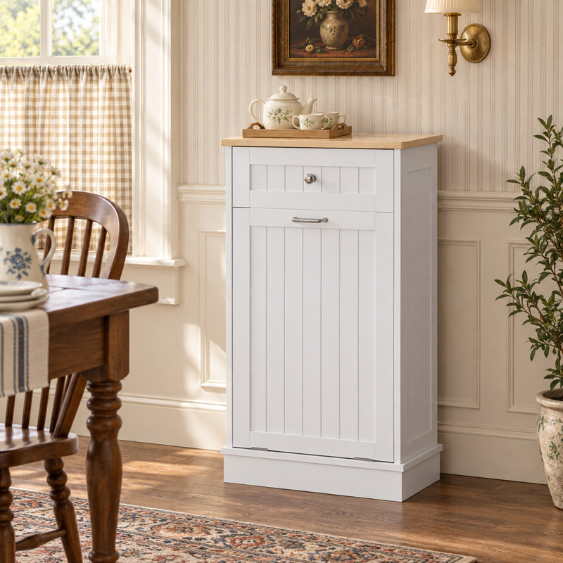 Armoire poubelle inclinable Havant, Single Door, Blanc