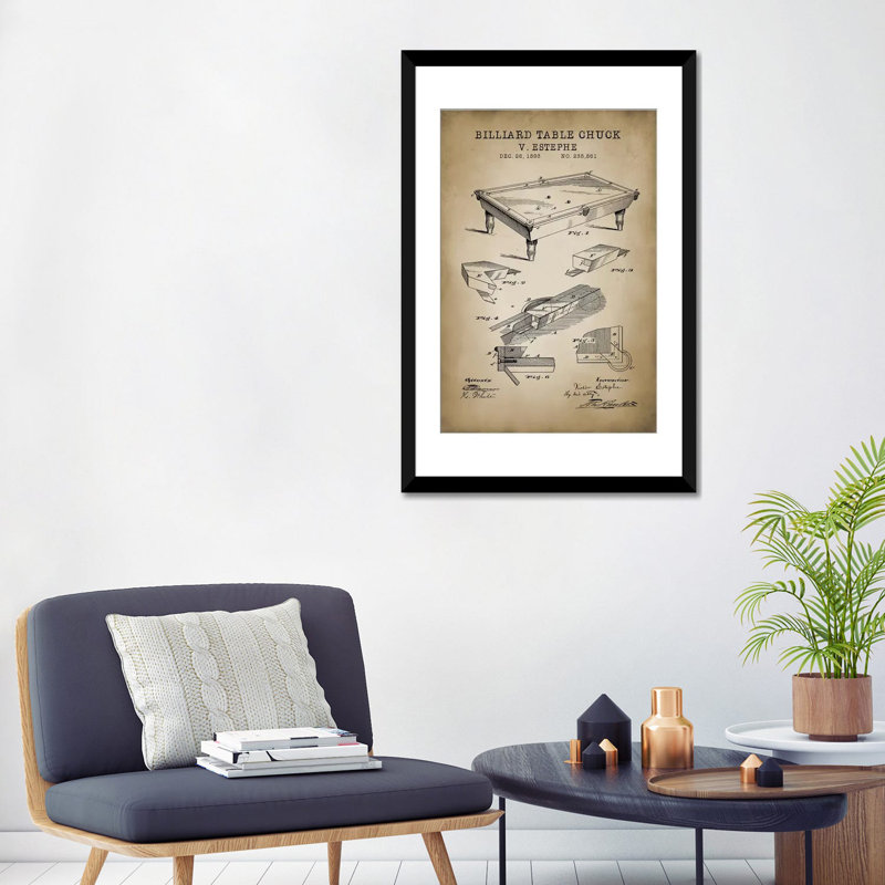 «Billiard I», impression sur toile, Papier d'art encadré noir, H 32 po x l 24 po x P 1 po