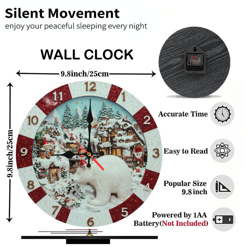 Noël-village-horloge-ours-polaire