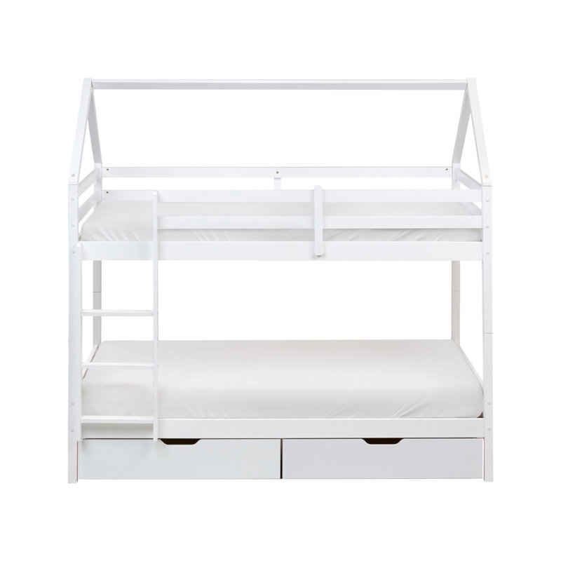 Bunk Bed with Drawers House Pine Wood TERNAS 90 x 200 cm (EU Single), White