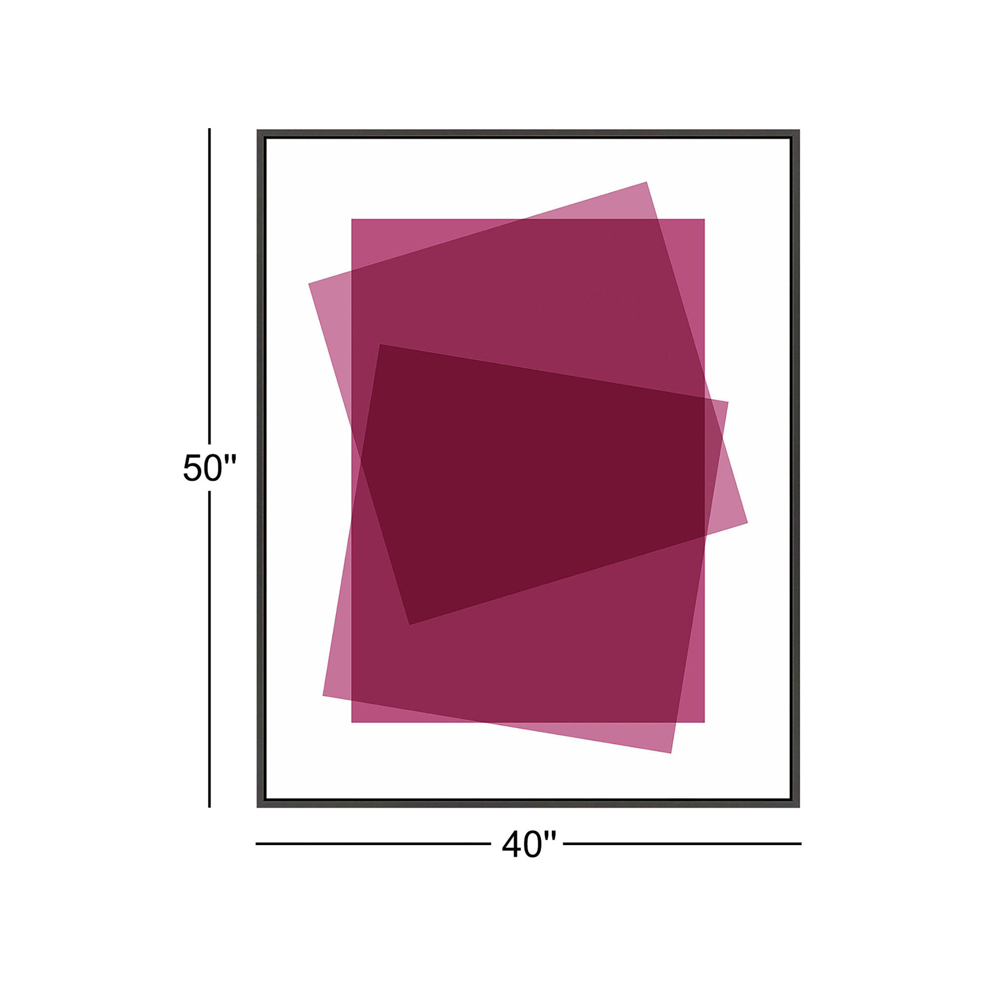 Claret & Pink Kami by Jacques Pilon, Black Framed Canvas, 50" H x 40" W