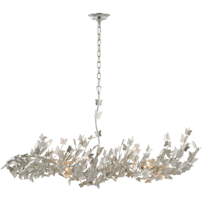 Julie Neill Farfalle Large Linear Chandelier, Burnished Silver Leaf