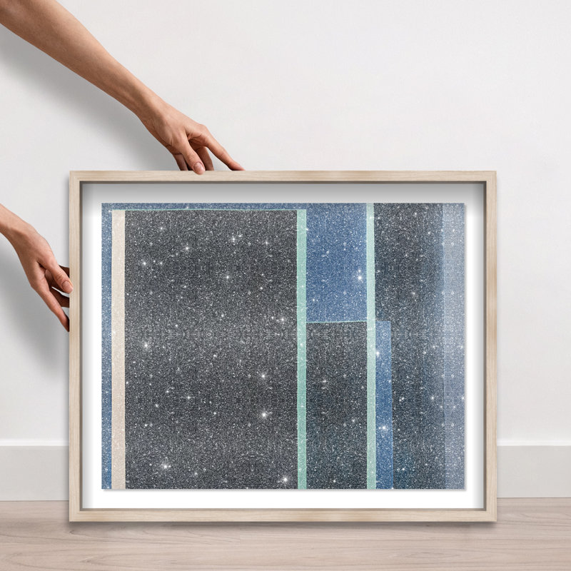 Desert Stillness I Shadowbox Abstract Print by Oliver Gal, Black Frame, 20 x 16, 25.5"H x 31.5"W, Natural Oak Frame