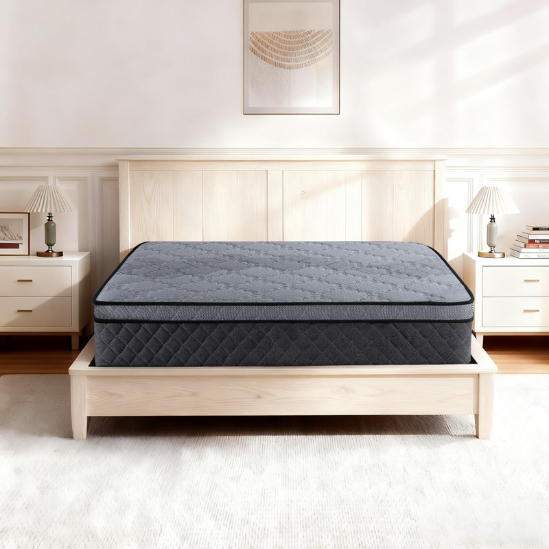 12'' Hybrid Mattress  Medium 5-Zone Support For Back Stomach Side Sleepers Motion Isolation Noise Reduction - Fits All Frames & Floor