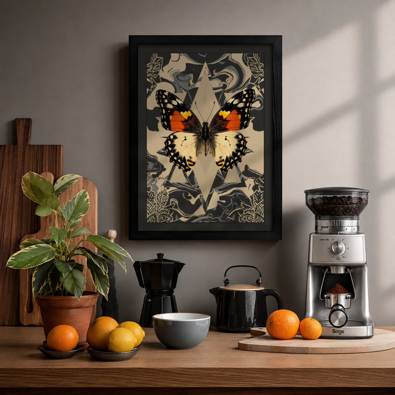 Mirrored Butterflies Eclectic - Framed Print, A1 - 84.1 x 59.4 cm, Black
