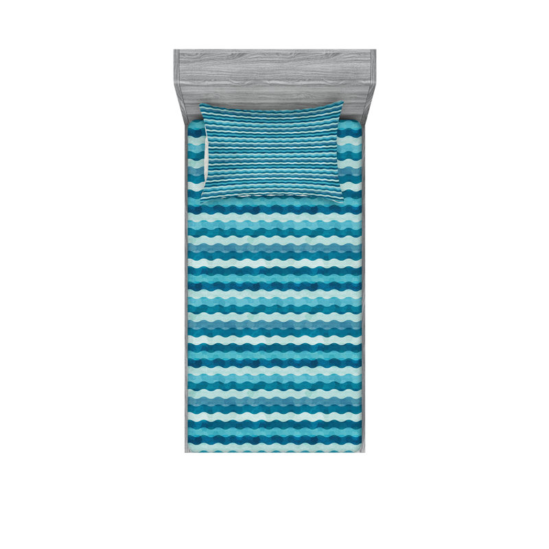 Drap-housse et coussin décoratif Ambesonne, Ensemble de draps pour lit simple + 3 pièces supp