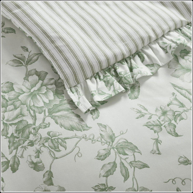 5 Pieces King Comforter Set with Decorative Pillows Floral Ruffle Reversible Microfiber 104x90