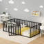 Structure de lit simple pour chambre d'enfant, fabrication en métal noir profond avec clôture de sécurité et porte qui s'ouvre