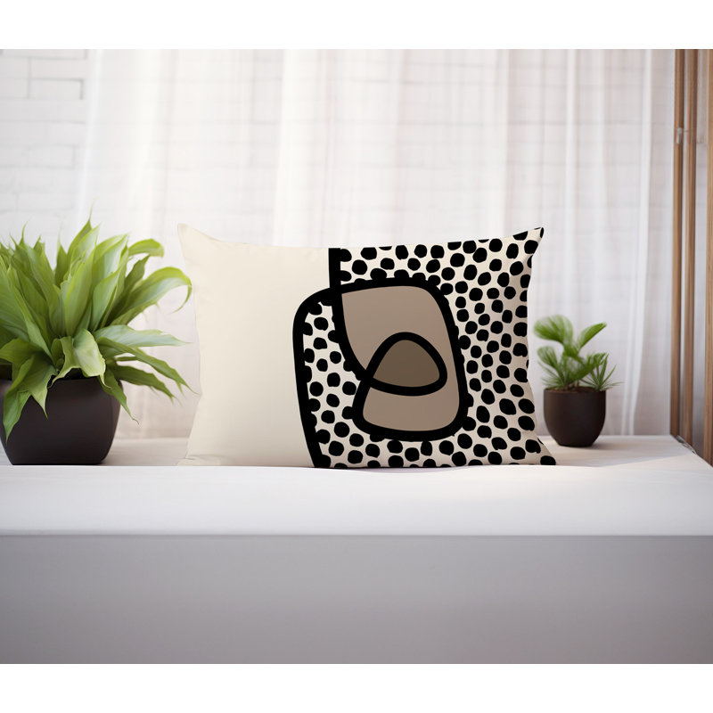 Coussin lombaire réversible intérieur / extérieur Jai Abstract, H 14 po x l 20 po, Beige