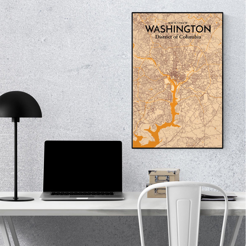 Washington - impression sur toile tendue, Orange / or pâle, 36" H x 24"W