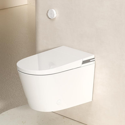 MEJE Wall Hung Smart Toilet Combo with Basic Intelligent Function, Auto Flush,Foot Kicking Flush, Heated Seat, Nightlight,  with Integrated Water Tank and In-Wall Carrier (No Need Additional Water Tank)