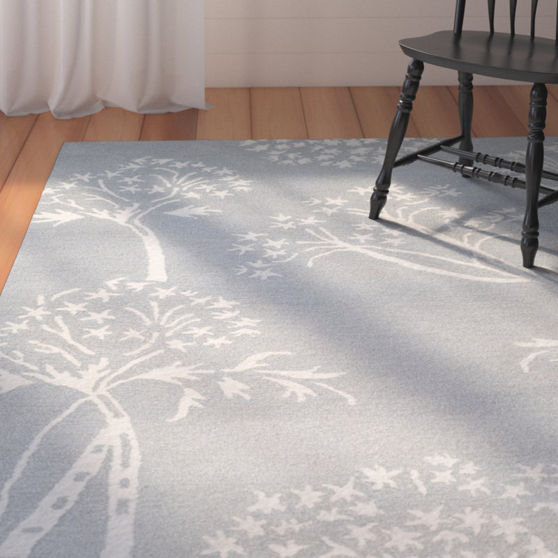 Tapis bleu / ivoire en laine / viscose touffeté à la main Hodgson, Rectangle 6 pi x 9 pi