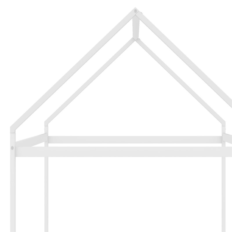 Structure de lit en métal avec clôture, Blanc
