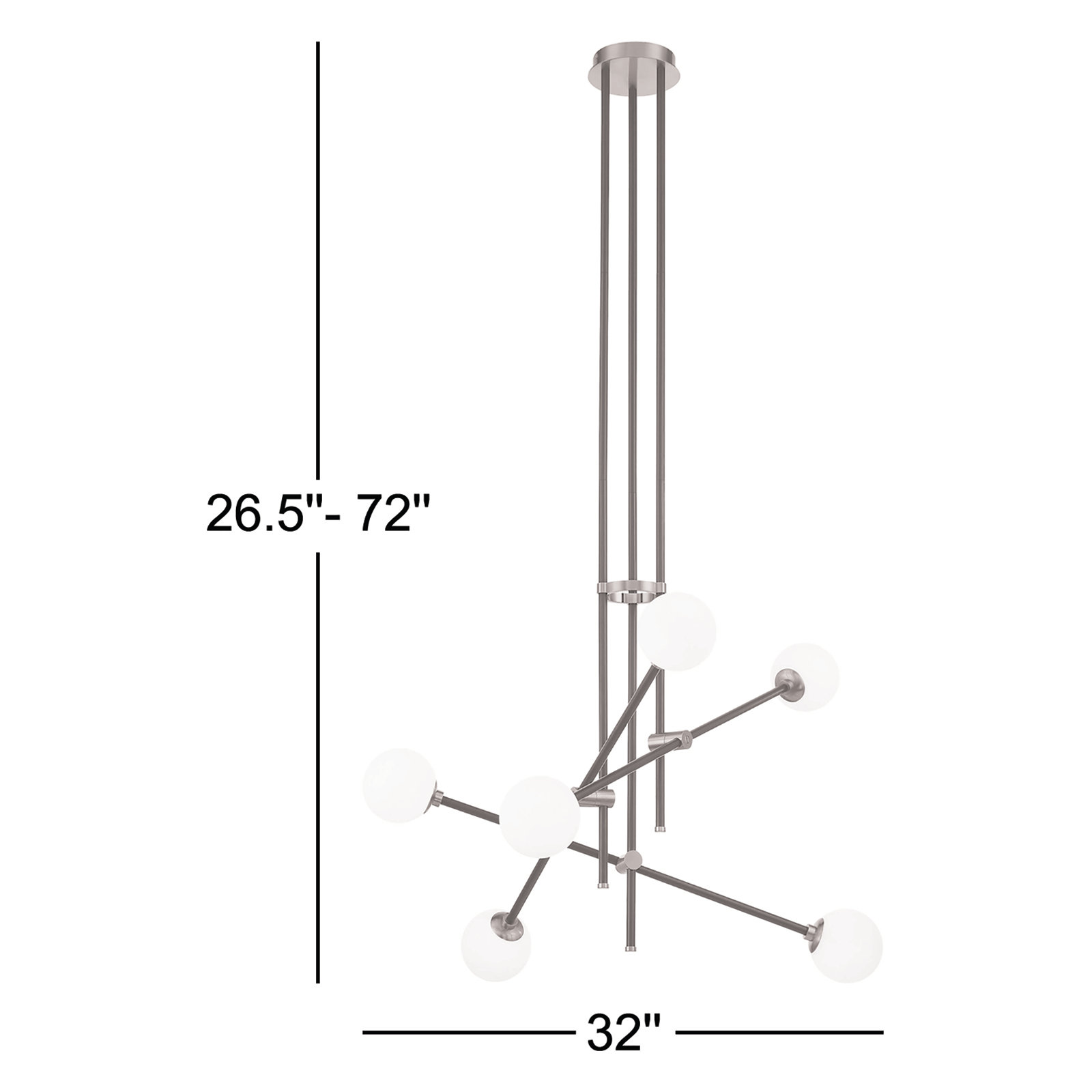 Fritz 6 Light Glass Dimmable Pendant