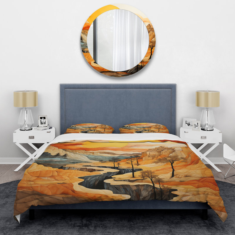 Ensemble de housse de couette Bold Landscape Canyon Desert VI - Canyon, Housse de couette pour grand lit et 2 taies décor