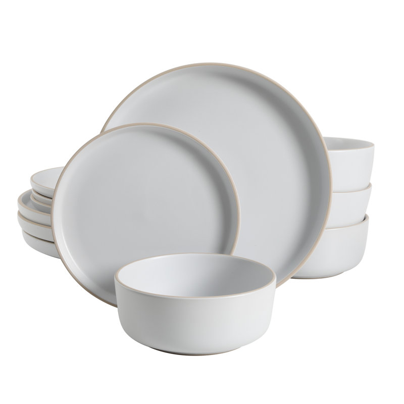 Everyday Essential 12 Piece Dinnerware Set, Service for 4, White