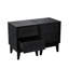 Table de chevet moderne de style Mid-Century en noir, style rétro avec poignées de tiroir cachées, matériau, grand espace de rangement pour chambre à coucher style biseauté noir de style rétro, rangement à 2 couches, pieds en bois massif, facile-240427338