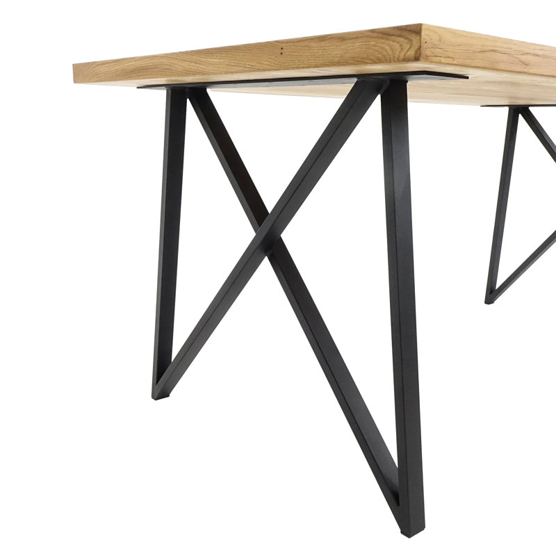 Florian Oak Metal Base Dining Table, H75 x L90 x W160cm, Natural Oil