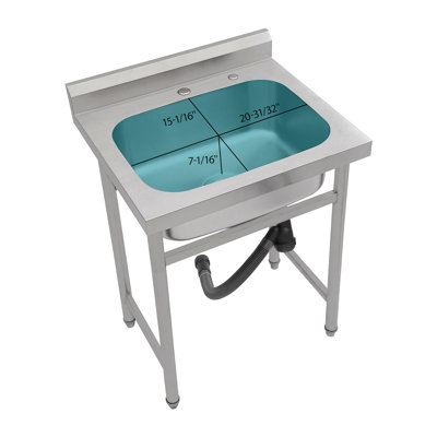 25" X 22" Stainless Steel Large Utility Sink Single Bowl, Freestanding Commercial Restaurant Sink, Utility Sink For Laundry Room, Garage, Kitchen