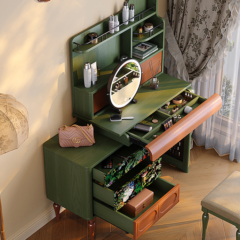 Coiffeuse 50,39 "en bois massif vert minimaliste