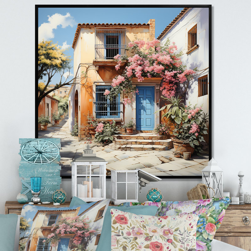 «Mexico Colonial Charm» - art mural mexicain, Cadre flottant noir, H 30 po x l 30 po x P 1,5 po